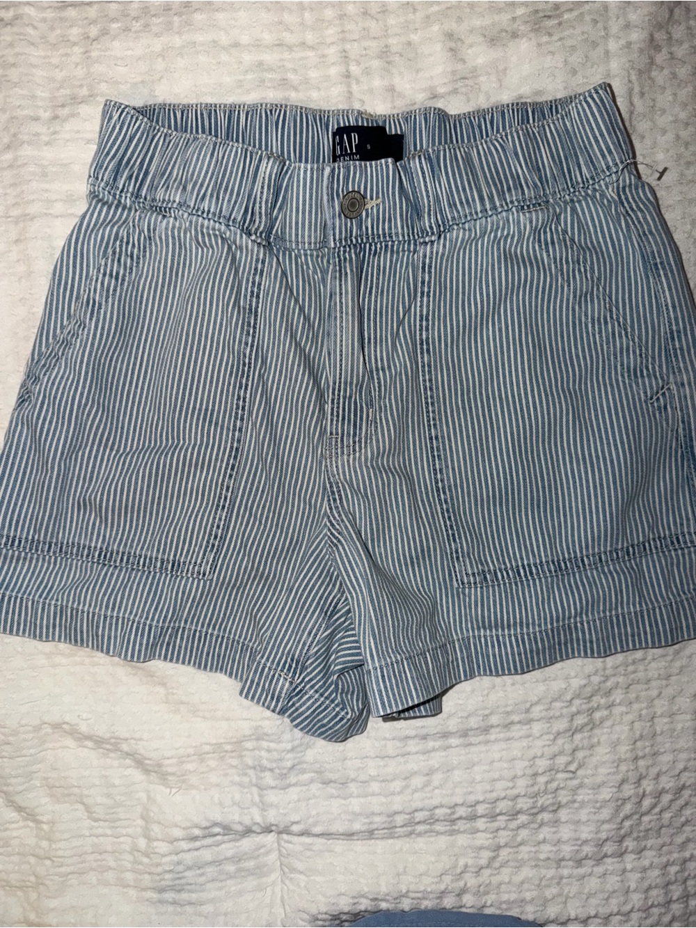 GAP Light Blue & White Striped Cotton Shorts